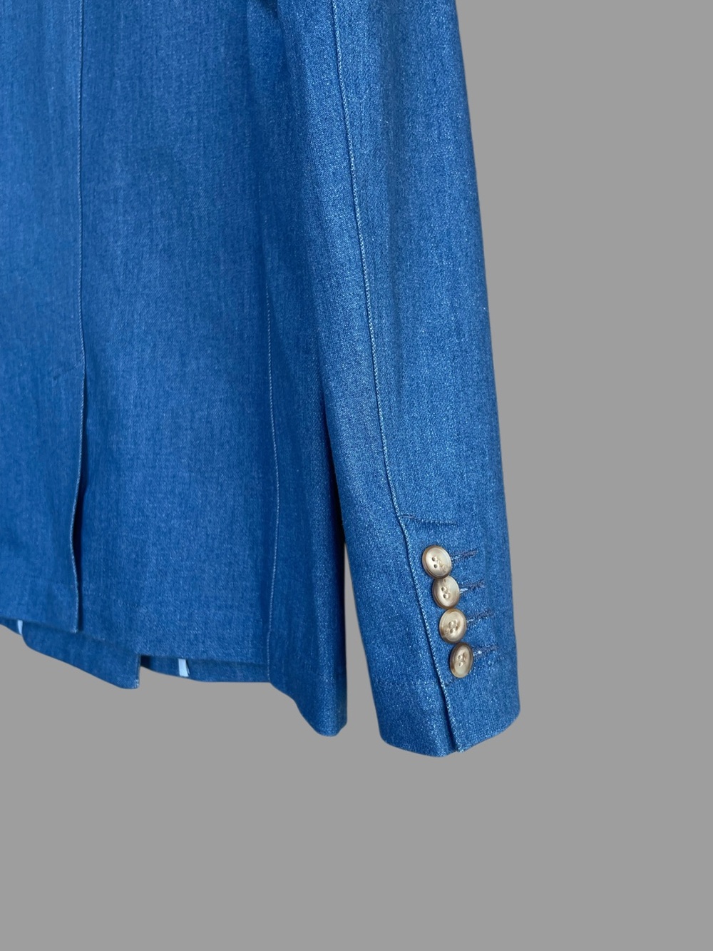 SEZANE NWT Blue Denim Cotton Double Breasted Lapels Blazer Christie Suit Jacket - Picture 7 of 17